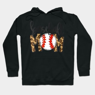 Mothers Day Baseball Mom Leopard Game Day Vibes T Ball Mom Hoodie